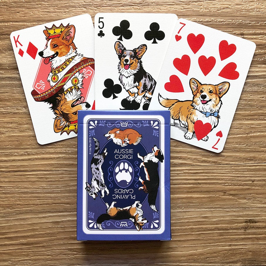 Illustrated corgi playing card deck | Lisa Rye Illustrations
